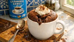 Σουφλέ cappuccino σε φλιτζάνι: φουσκώνει εύκολα και μένει με υγρή καρδιά